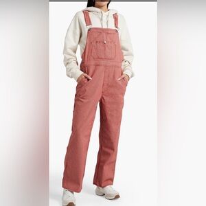 NWT RAG & BONE Striped Cotton Blend Twill Overalls in Red. Size Small